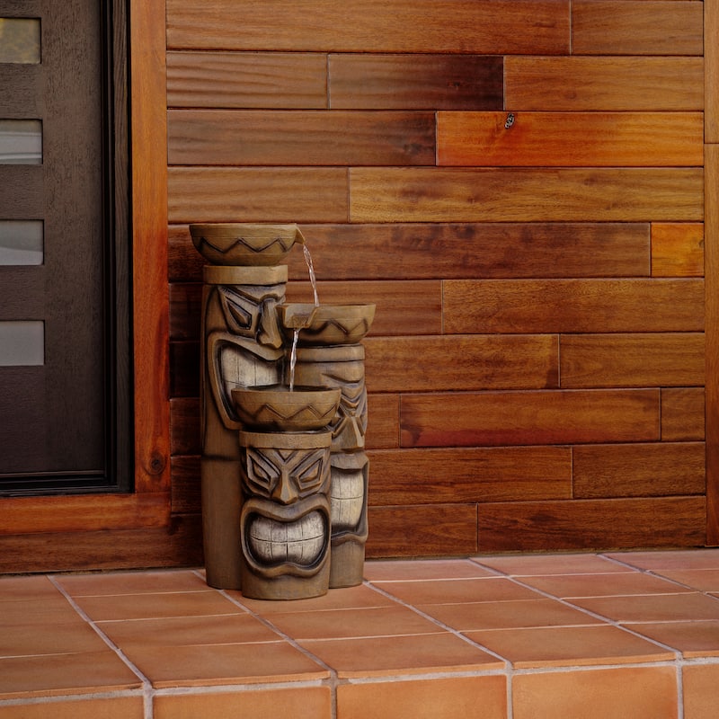 Decorative Indoor or Outdoor Tiki Fountain with LED Lights