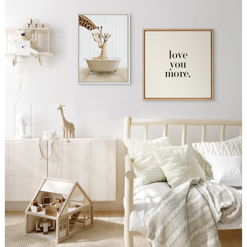 Kate and Laurel Sylvie Mother Baby Giraffe Canvas by Amy Peterson