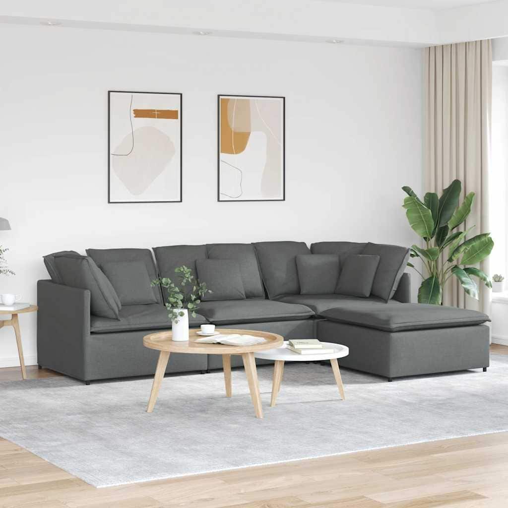 vidaXL Modular Sofa Dark Grey Fabric (100% Polyester) Large Modular - 78.7 x 118.1 x 25.2 in