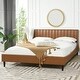 preview thumbnail 177 of 193, Aspen Upholstered Channel Tufted Platform Bed Caramel Tan Brown - Faux Leather - King
