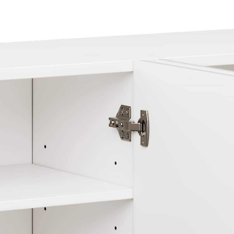 Stylish Wavy Door TV Stand with 4 Cabinets, Adjustable Shelves & Cable Holes, Solid Color Media Console for TVs Up to 75"