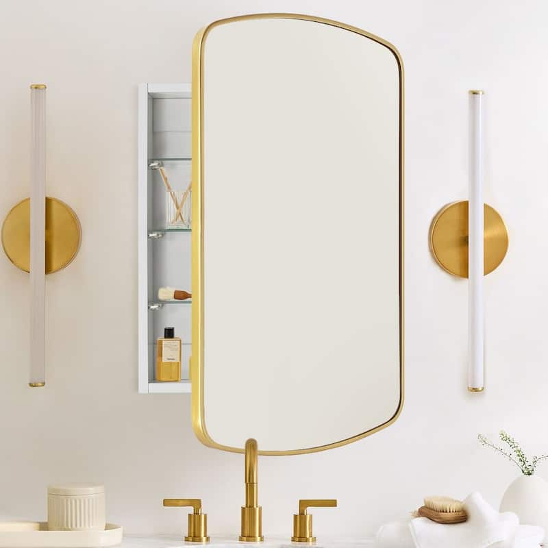 TEHOME Rosia Surface and Recessed Mount Metal Framed Medicine Cabinet with Mirror