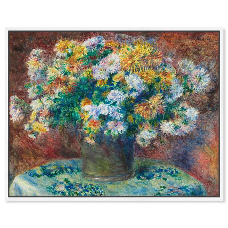 Renoir Chrysanthemum Canvas by Art Remedy - White - 45" x 36"