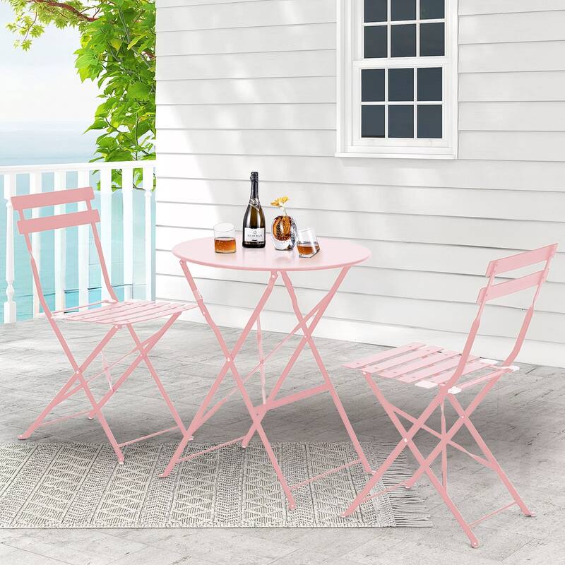 Outdoor 3-Piece Bistro Set, Foldable Patio Dining Sets, Rust-Resistant, Lightweight, Easy to Clean, for Balcony, Garden, Pool