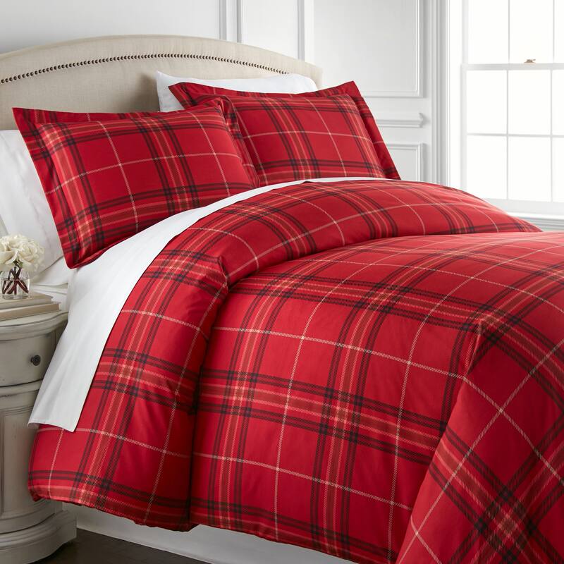 Vilano Choice Ultra-Soft Plaid Down Alternative 3-piece Comforter Set - Twin - Red - 2 Piece