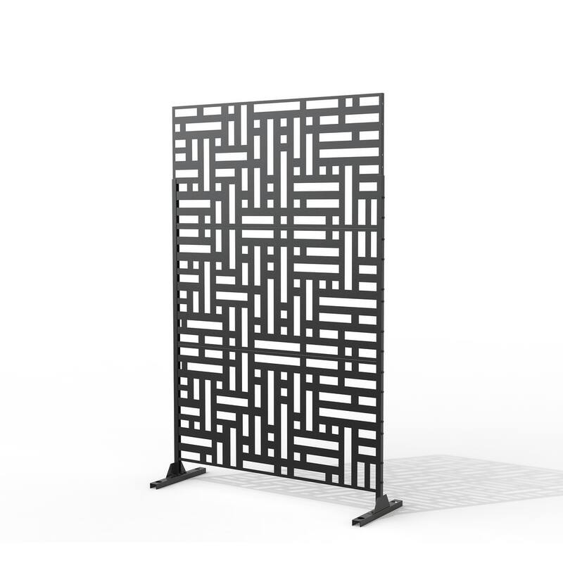 Free Standing Metal Privacy Screen Panel Decorative Outdoor Privacy Screen - 72"H x 47"W
