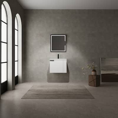 24 inch Plywood Freestanding Bathroom Vanity with Integrated Resin Sink - 23.62" x 18.11" x 19.59"