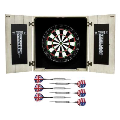 Hathaway Drifter Bristle Dartboard Cabinet Set - Rustic Gray