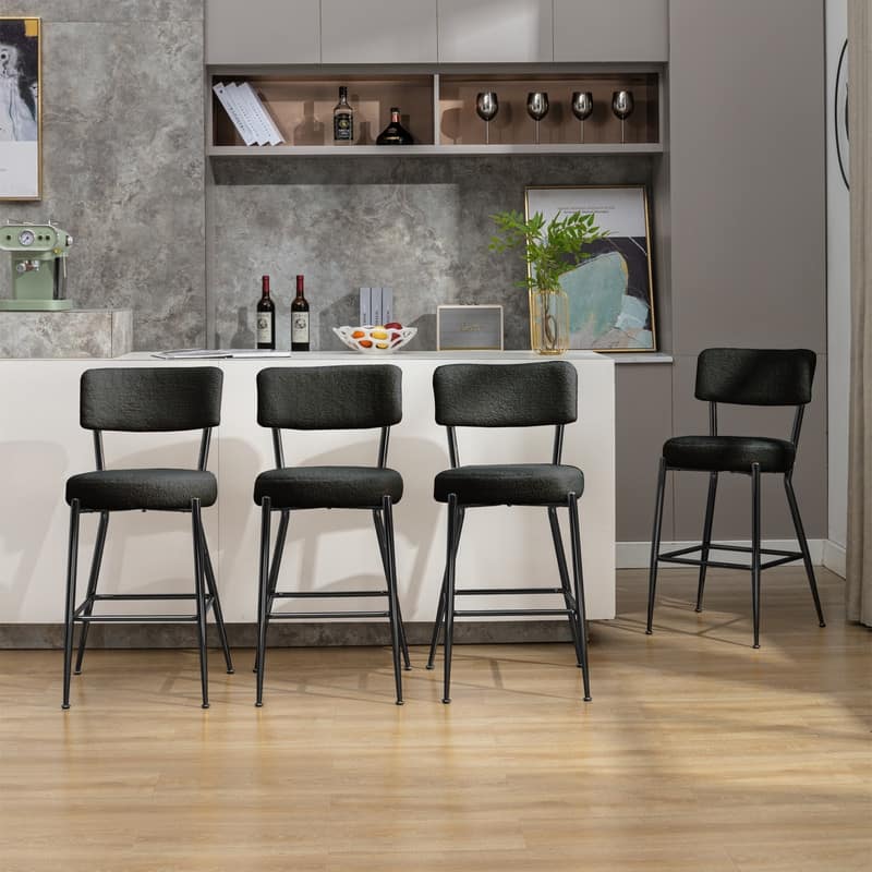 Mixoy 24"Counter Height Modern Teddy Fleece Bar Stools with Metal Legs