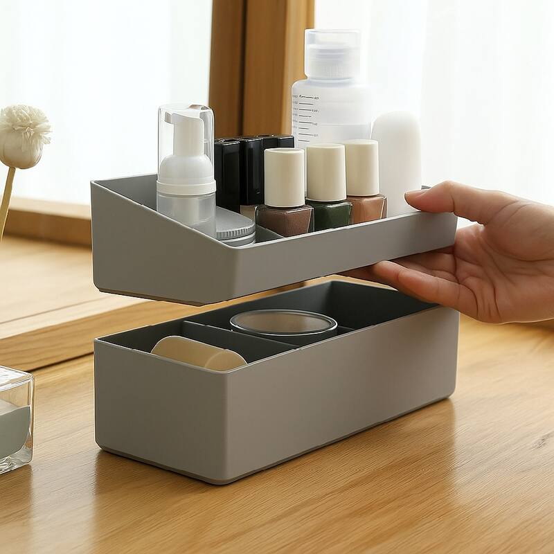 Deluxe Makeup/Cosmetic/Jewelry Organizer - Stacking Divided Tray Organization