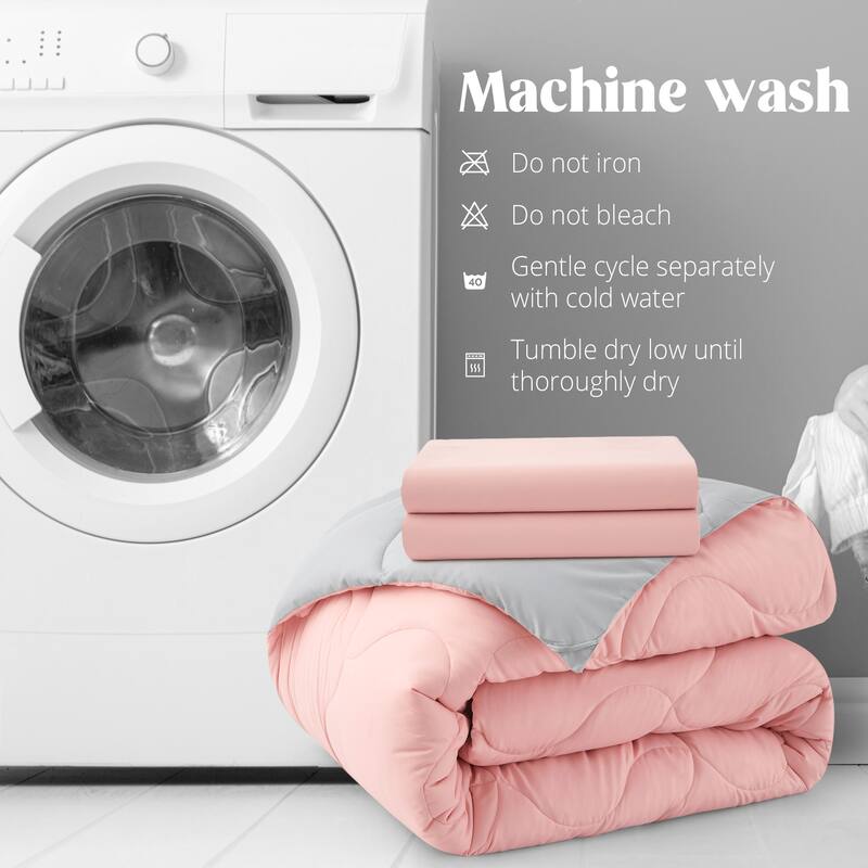 Lightweight Reversible Microfiber Down Alternative Comforter Set