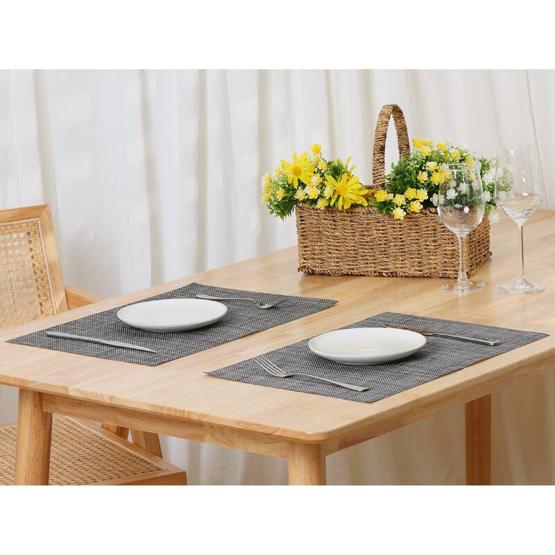 Durable Placemats for Dining Table, Washable Woven Kitchen Place Mats Set of 6 - 18x12 inch
