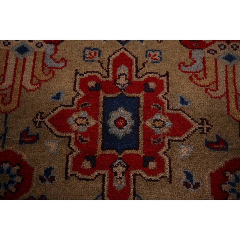 All-Over Brown Oushak Oriental Area Rug Hand-Knotted Wool Carpet - 7'11"x 9'10"