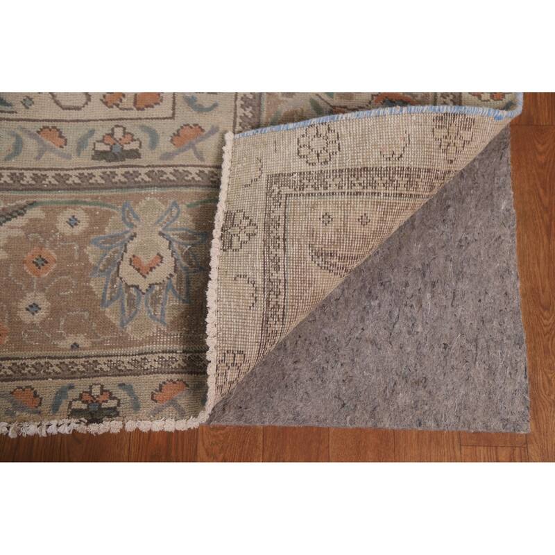 Hand Knotted Oriental 100% Wool Carpet Traditional Medallion Beige & Ivories Tabriz Area Rug - 12' 7'' X 9' 10''