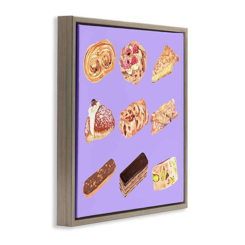 Stupell Bakery Goods on Purple Framed Floater Canvas Wall Art Design By Melissa Wang