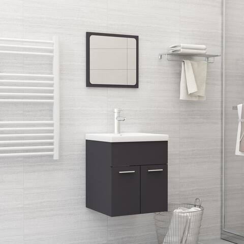 2 Piece Bathroom Furniture Set Gray Chipboard