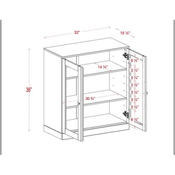 Palace Imports 100% Solid Wood Short Clear Glass Bathroom Storage Cabinet with 2 Drawers, 32" W x 35.75" H