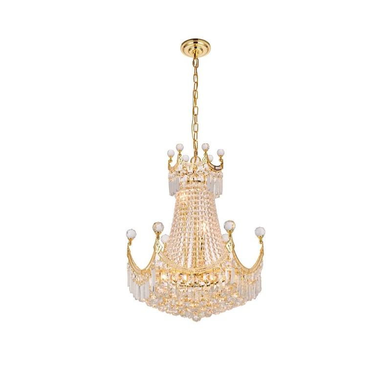 Elegant Lighting Gold 20-inch Royal-cut Crystal Clear Hanging 9-light Chandelier