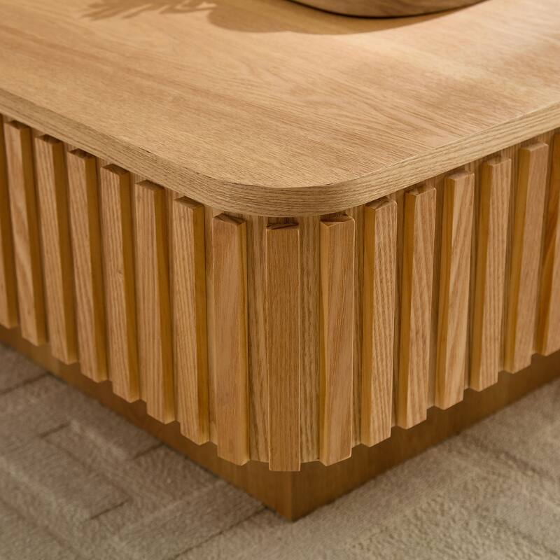 35.43 Inch Handcraft Drum Coffee Table Square Coffee Table for Living Room,Lift Top Wooden Table with Hidden Storage Space