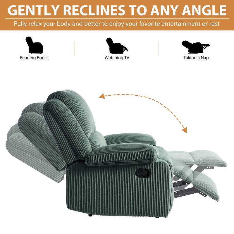 2 Piece Modern Corduroy Upholstery Push Back Manual Recliner Chair