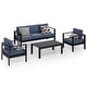 preview thumbnail 29 of 47, Royalcraft 4-Piece All-Aluminum Patio Set with 5" Cushions & 3.2" Widened Armrest, Seats 5, 250 lbs - 4-Piece Sets