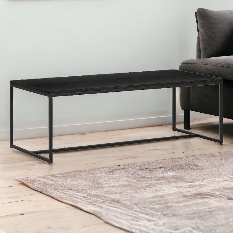 47-Inch Black Coffee Table Sturdy Rectangular Design for Living Room Office - 47” x 21” x 16”