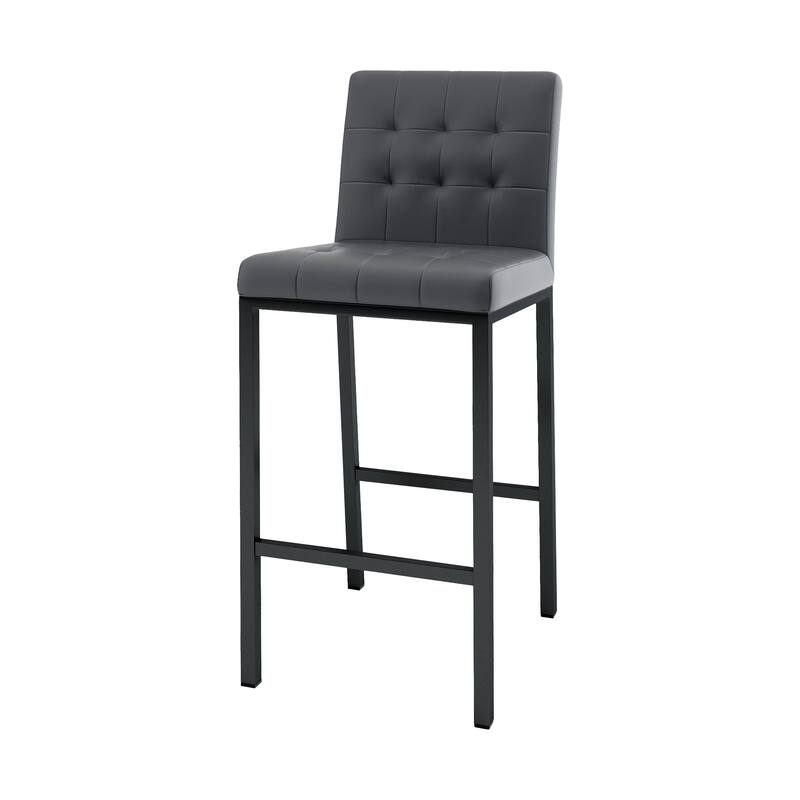 Modern High Bar Stools Set of 2, Kitchen Stool Island with PU Backrest, Gaming Chair with Metal Legs and Footstool