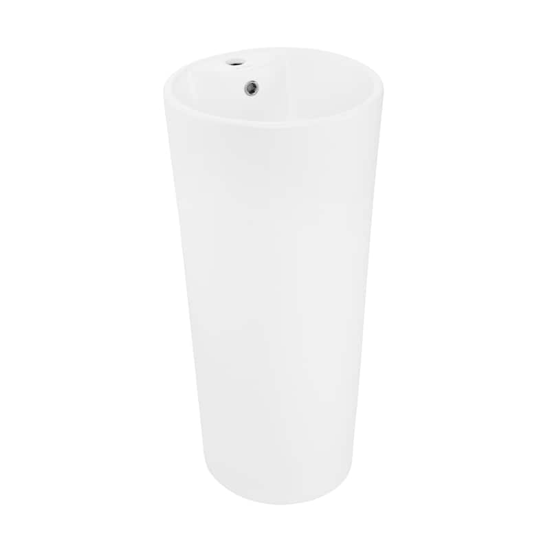 Trocadero Circular Basin Pedestal Sink In Matte White - 15.75" x 15.75" 33.45"