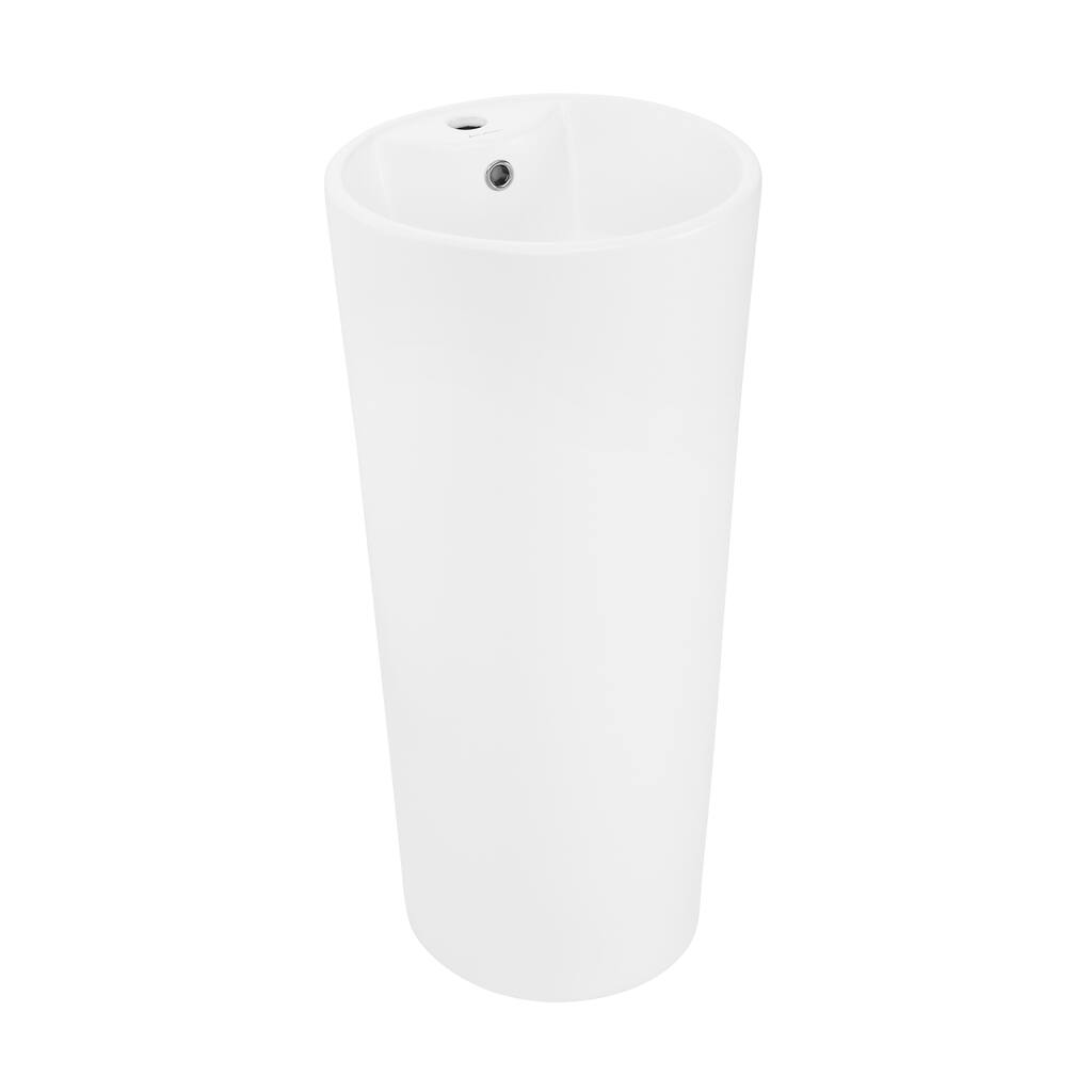 Trocadero Circular Basin Pedestal Sink In Matte White - 15.75" x 15.75" 33.45"