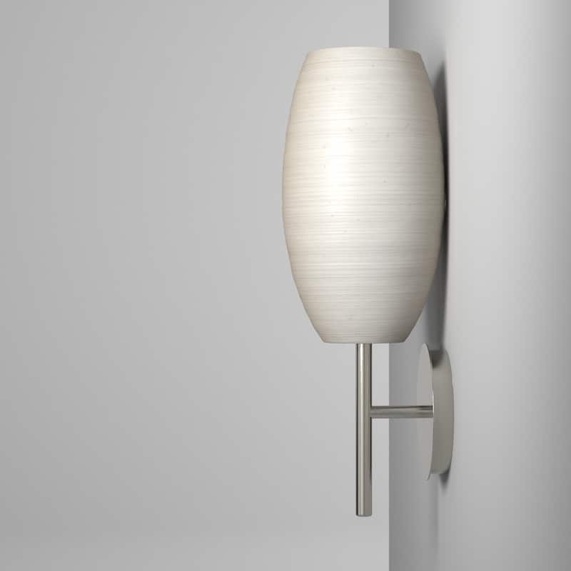 Eglo Batista 1 Matte Nickel 1-Light Wall Light with White Wiped Glass