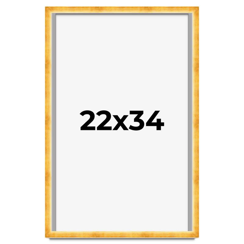 22x34 Shadow Box Frame Gold | 1.625 Inches Deep Real Wood Traditional