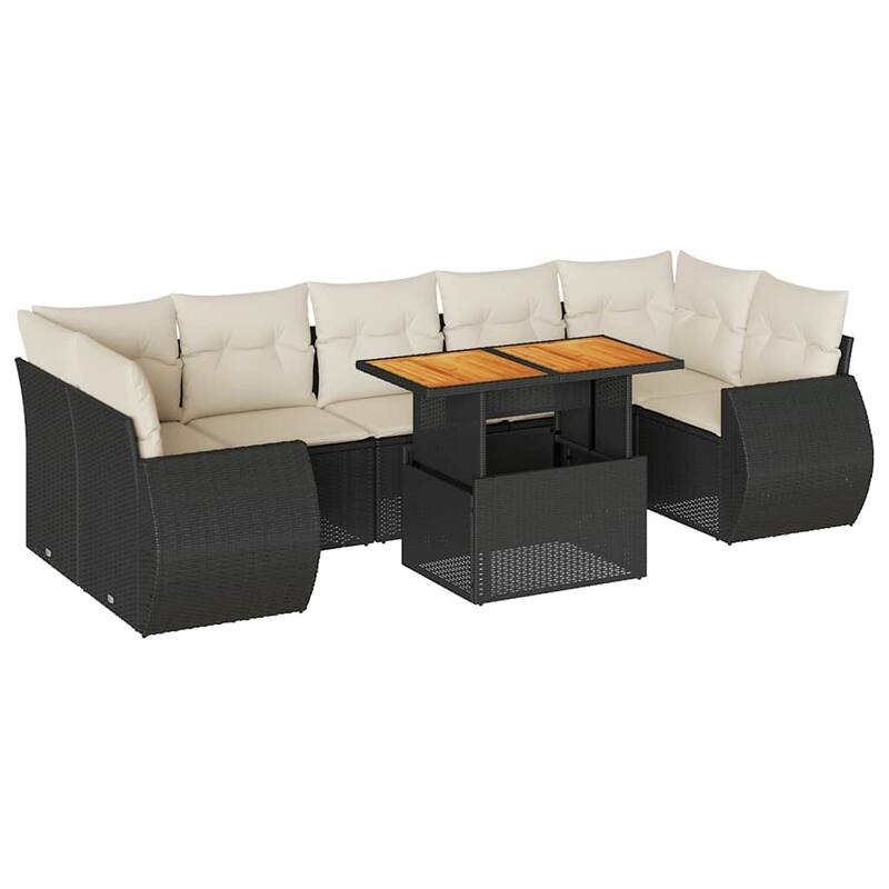 vidaXL Patio Sofa Set with Cushions Sectional Lounge Set 8 Piece Poly Rattan - 21.7 x 39.4 x 28.7