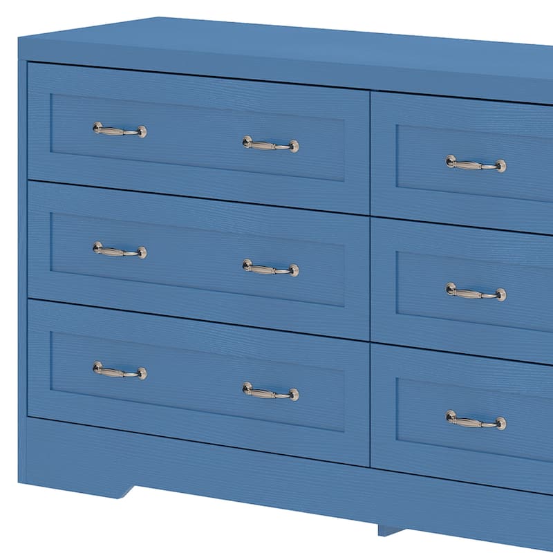 Moasis 6 Drawer Mid Century Modern 59" W Double Dresser