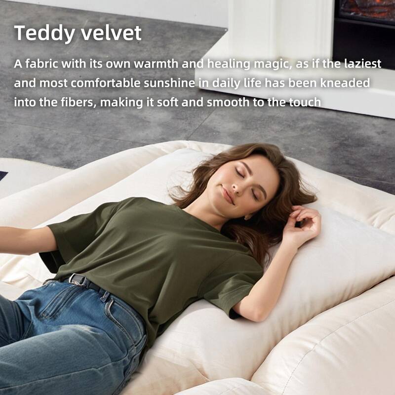 Folding Sofa Chair with 5 Adjustable Positions, Plush Floor Lounge Chair
