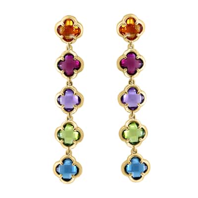 EFFY 14K Yellow Gold,Amethyst,London Blue Topaz,Madera Citrine,Rhodolite,Peridot Drop Earrings