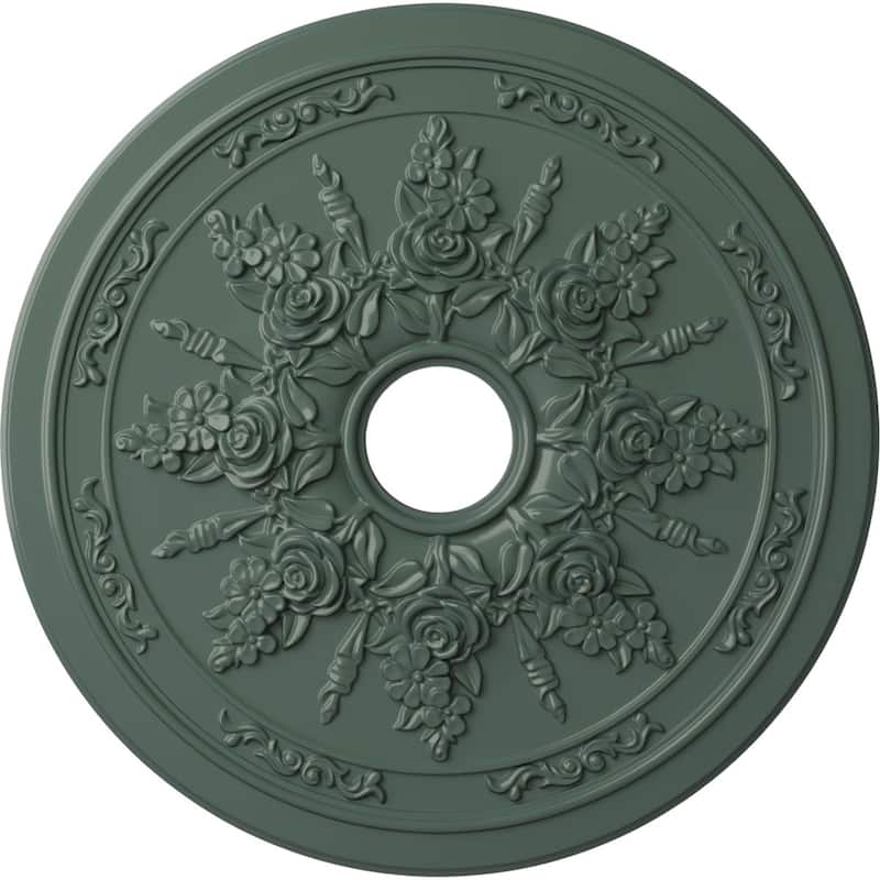 23 5/8"OD x 4"ID x 1 1/2"P Rose and Ribbon Ceiling Medallion