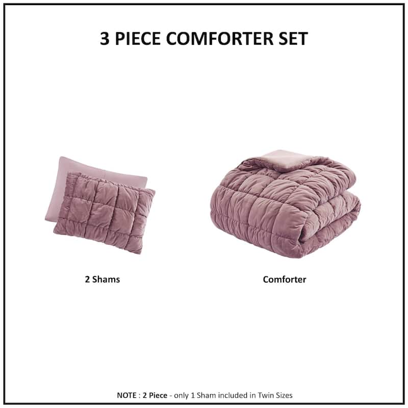 Intelligent Design Velvet Dream Puff 3 Piece Comforter Set