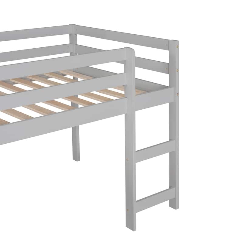Loft bed with Slide, Multifunctional Design, Twin (Gray)