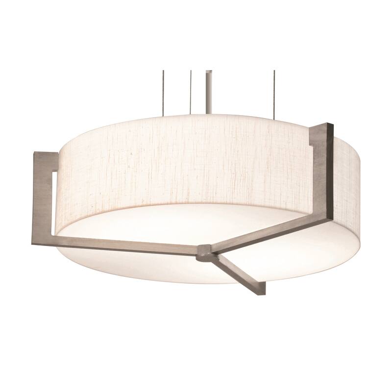 Apex 21-inch Weathered Grey LED Pendant, Linen White Shade - Weathered Grey