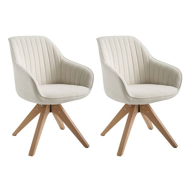 slide 2 of 30, Art Leon Swivel Dining Chairs with Wood Legs (Set of 2) Off White