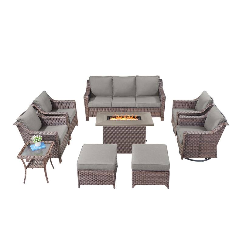 Outdoor Fire Table with Patio Funiture Set