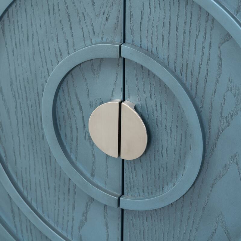 Sideboarddoor with Circular Groove Design Round Metal Door Handle - N/A