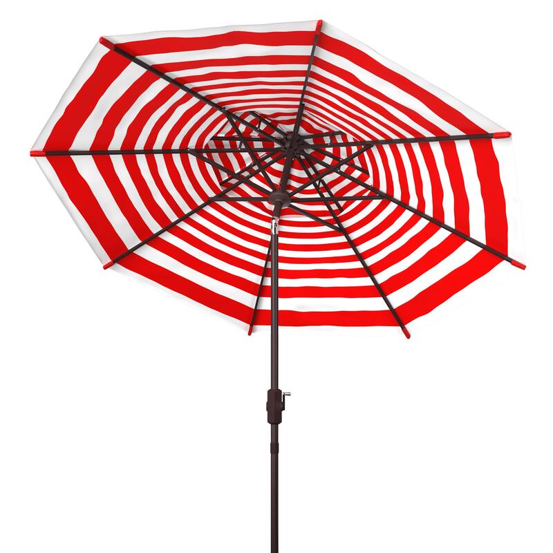 SAFAVIEH Outdoor Living Athens 9-foot Double Top Crank Umbrella - Red/White