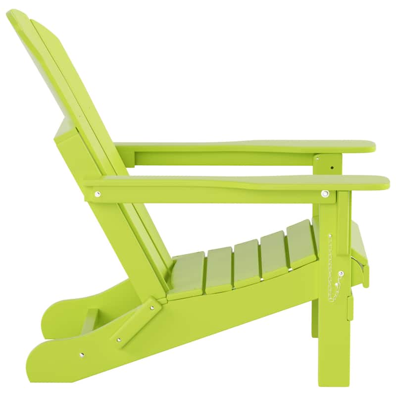 Polytrends Laguna Hdpe All Weather Outdoor Patio Foldable Adirondack Chair With Ottoman And Side Table (3-Piece Set)