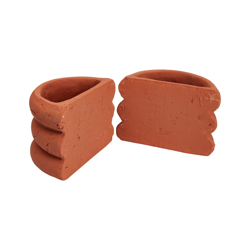 Terracotta Vase Bookends - 10.8"L x 8.5"W x 6.0"H