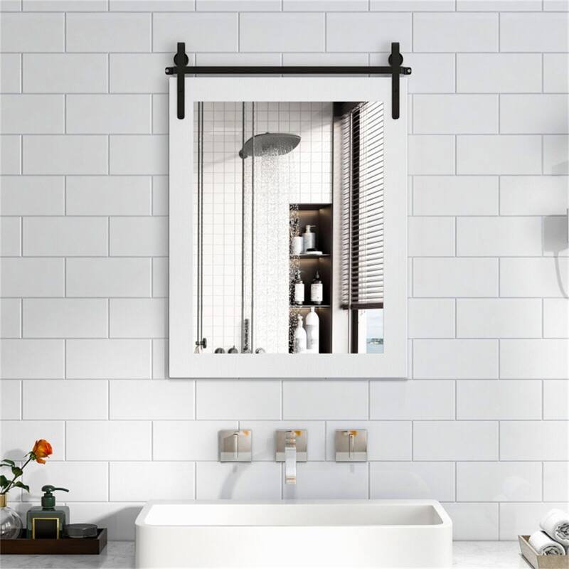 30" x22" Natural Wall Mount Mirror with Wood Frame - Multi