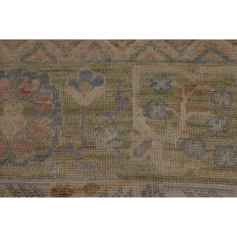 Vegetable Dye Oushak Turkish Area Rug Hand-Knotted Grey Wool Carpet - 9'5"x 12'1"