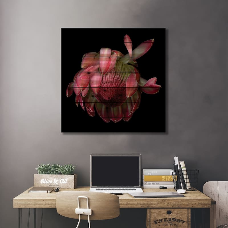 Protea King IV Print On Wood by Magda Indigo - Multi-Color