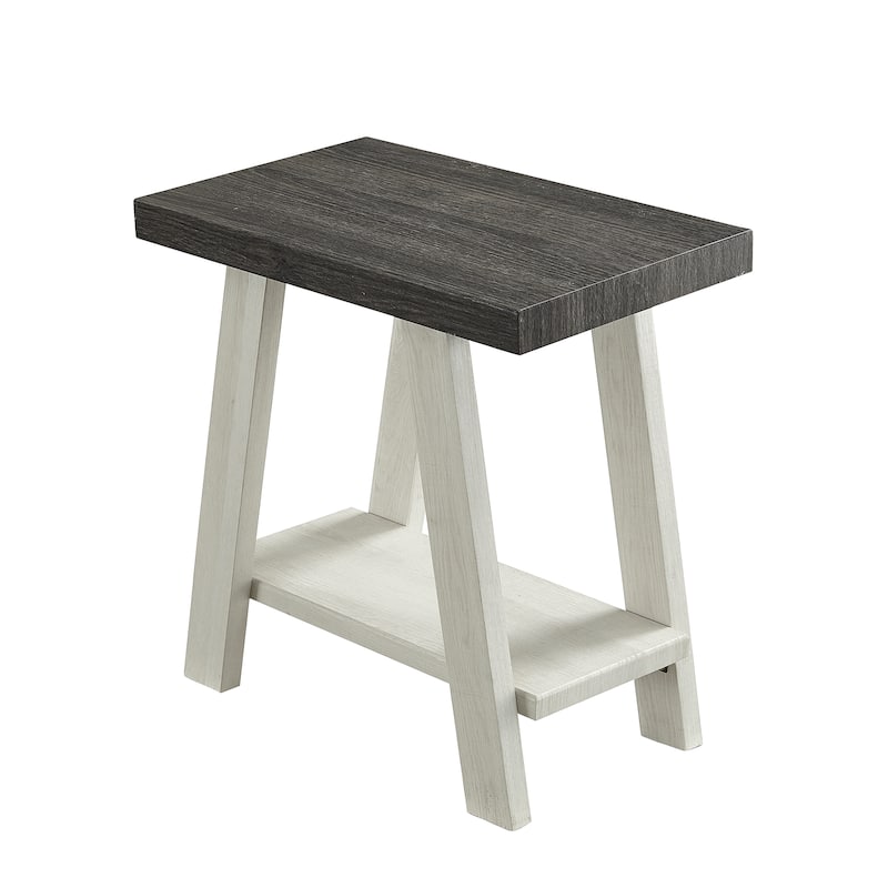 Anmytek Two Tone Side Table Dark Wood Top White A Frame Legs Modern End Table