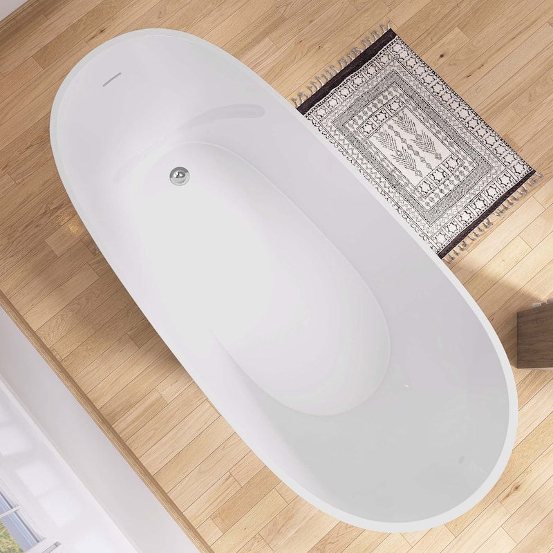 59 Inch Acrylic Single Slipper Freestanding Flatbottom Soaking Bathtub in Matte Grey
